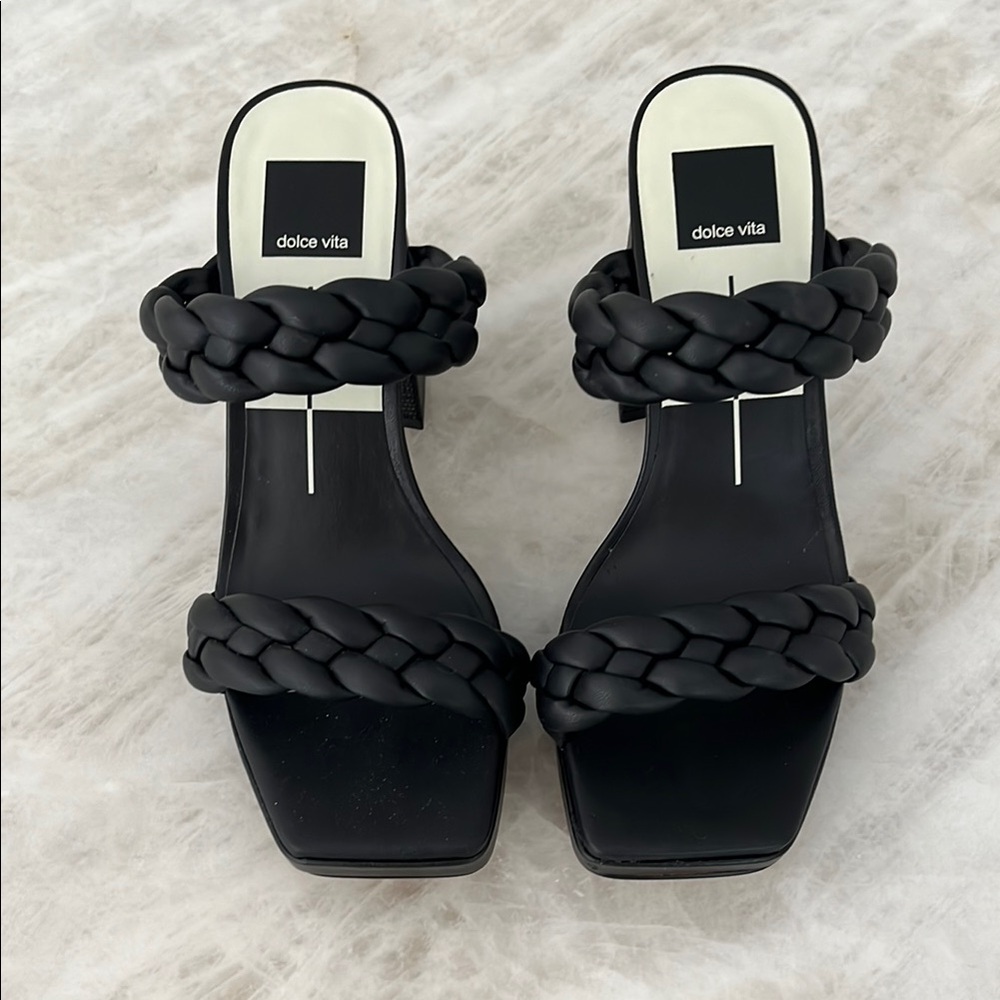 Dolce Vita Black Heeled Braided Shoes